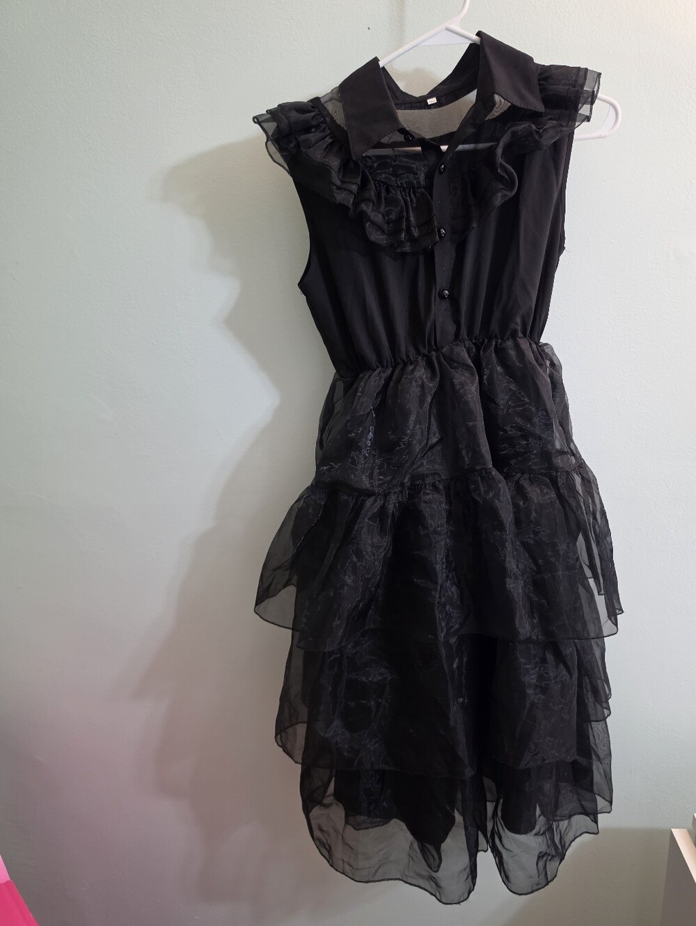 Girls Black Ruffle Tiered Dress